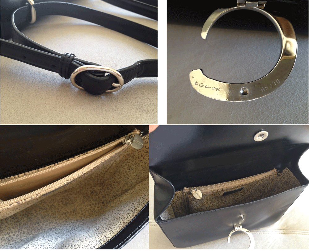 1990 VINTAGE CARTIER Panthere Black Leather shoulder Bag eBay