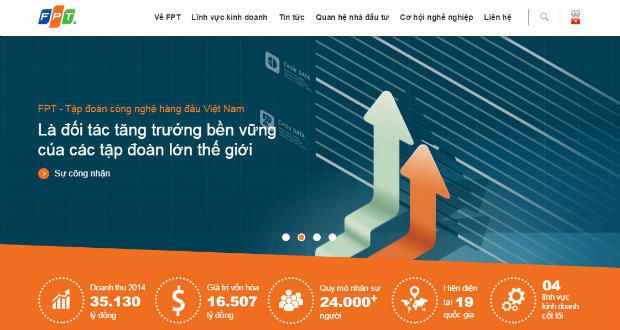 Một góc giao diện mới của website fpt.com.vn.