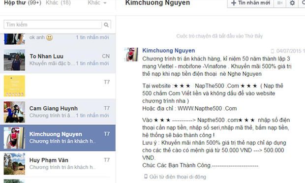 Tin nhắn rác Facebook gây nhiều khó chịu cho người dùng