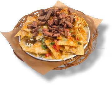 Typical Restaurant Meal of Cheesy Beef Nachos