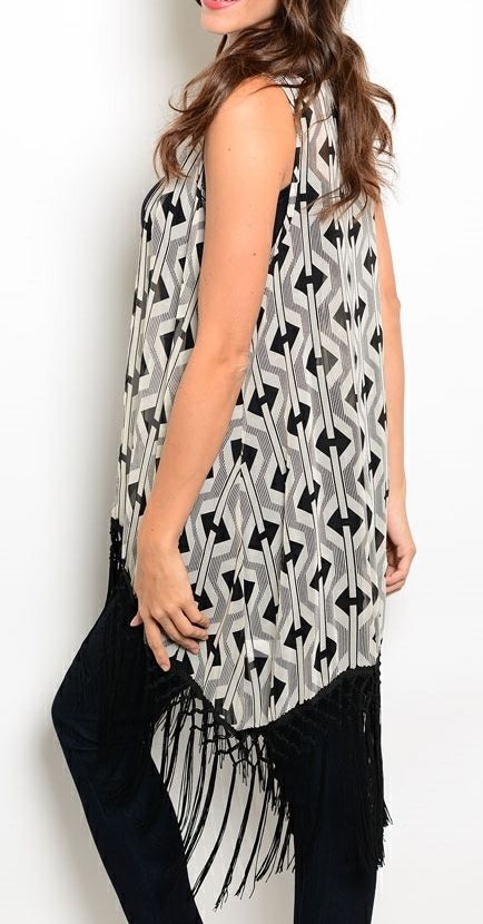 black chiffon vest top