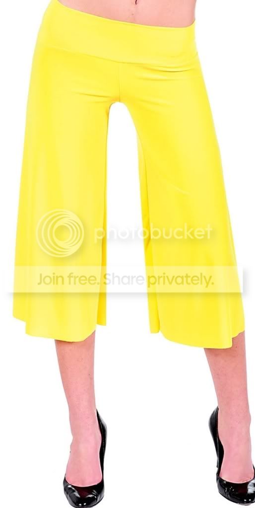 Wide Leg Gaucho/Palazzo Cropped Capri Pants/Slacks Candy Colors S M L | eBay