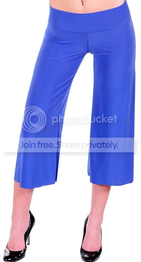 Wide Leg Gaucho/Palazzo Cropped Capri Pants/Slacks Candy Colors S M L | eBay