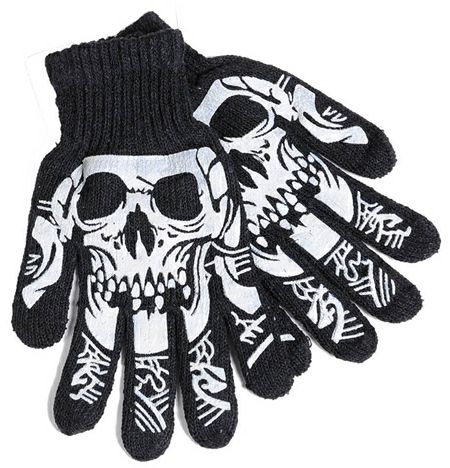 Skull//Skeleton//Web//Flame Designs Acrylic Sweater Knit Gloves//Hand Warmer